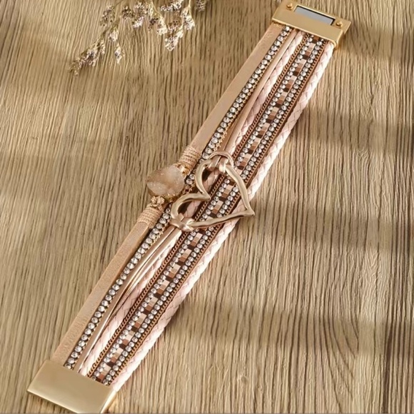 Bohemian Layered Stone Leather Bracelet - Picture 2 of 6